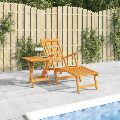 vidaXL Patio Deck Chair with Footrest and Table Solid Wood Acacia - Outdoor Chair