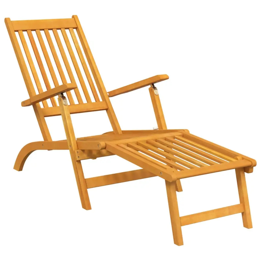 vidaXL Patio Deck Chair with Footrest and Table Solid Wood Acacia - Outdoor Chair
