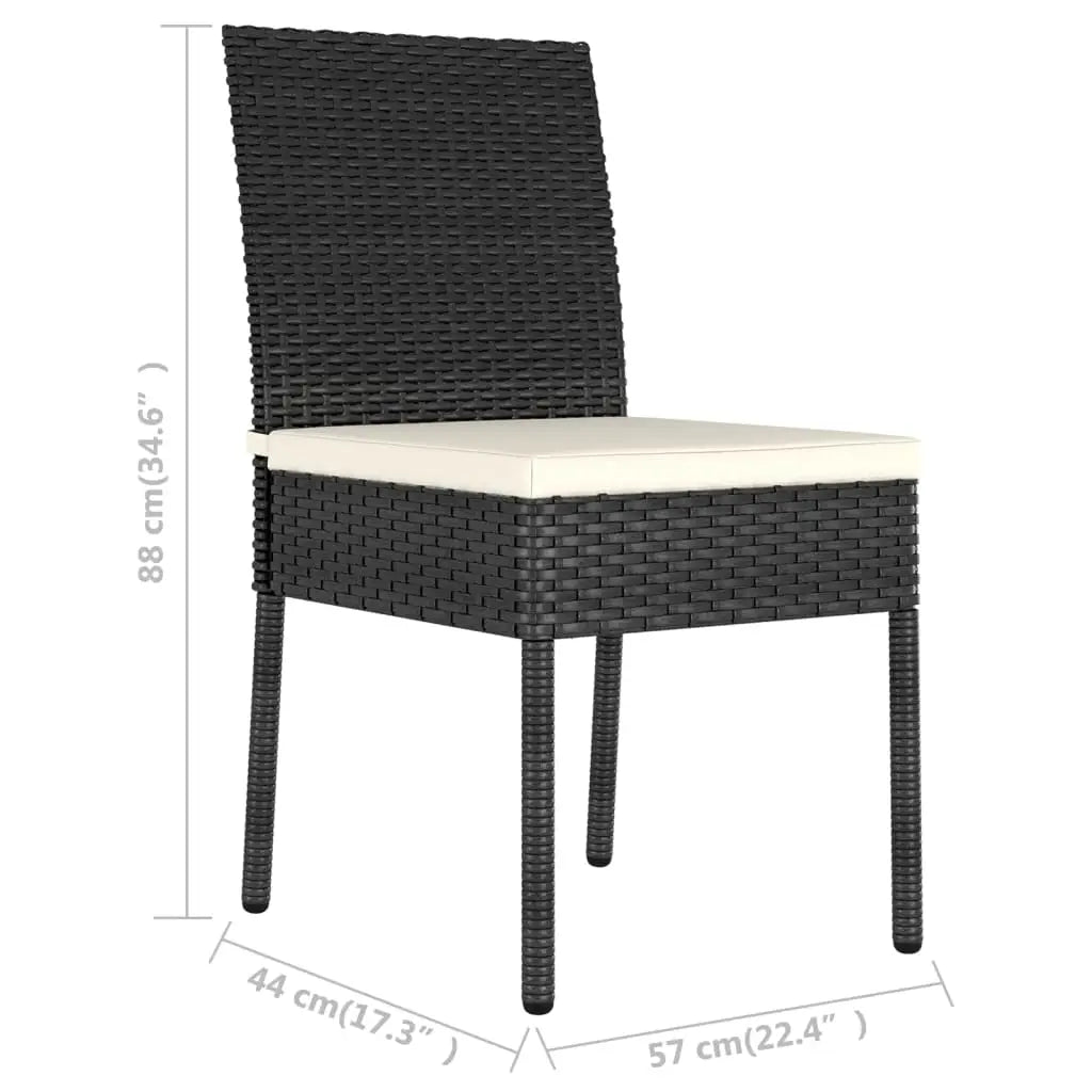 vidaXL Patio Dining Chairs 2 pcs Poly Rattan Black - Dining Chairs