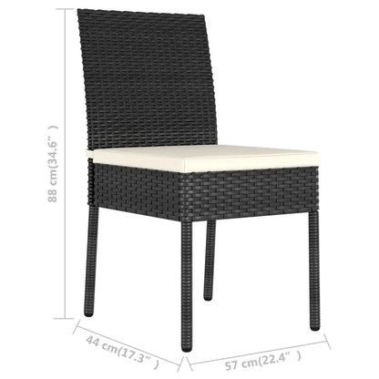 vidaXL Patio Dining Chairs 2 pcs Poly Rattan Black - Dining Chairs