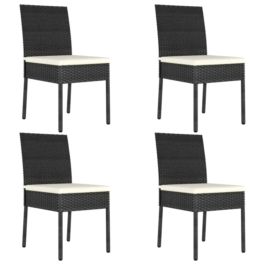 vidaXL Patio Dining Chairs 2 pcs Poly Rattan Black - Black / 4 pcs - Dining Chairs