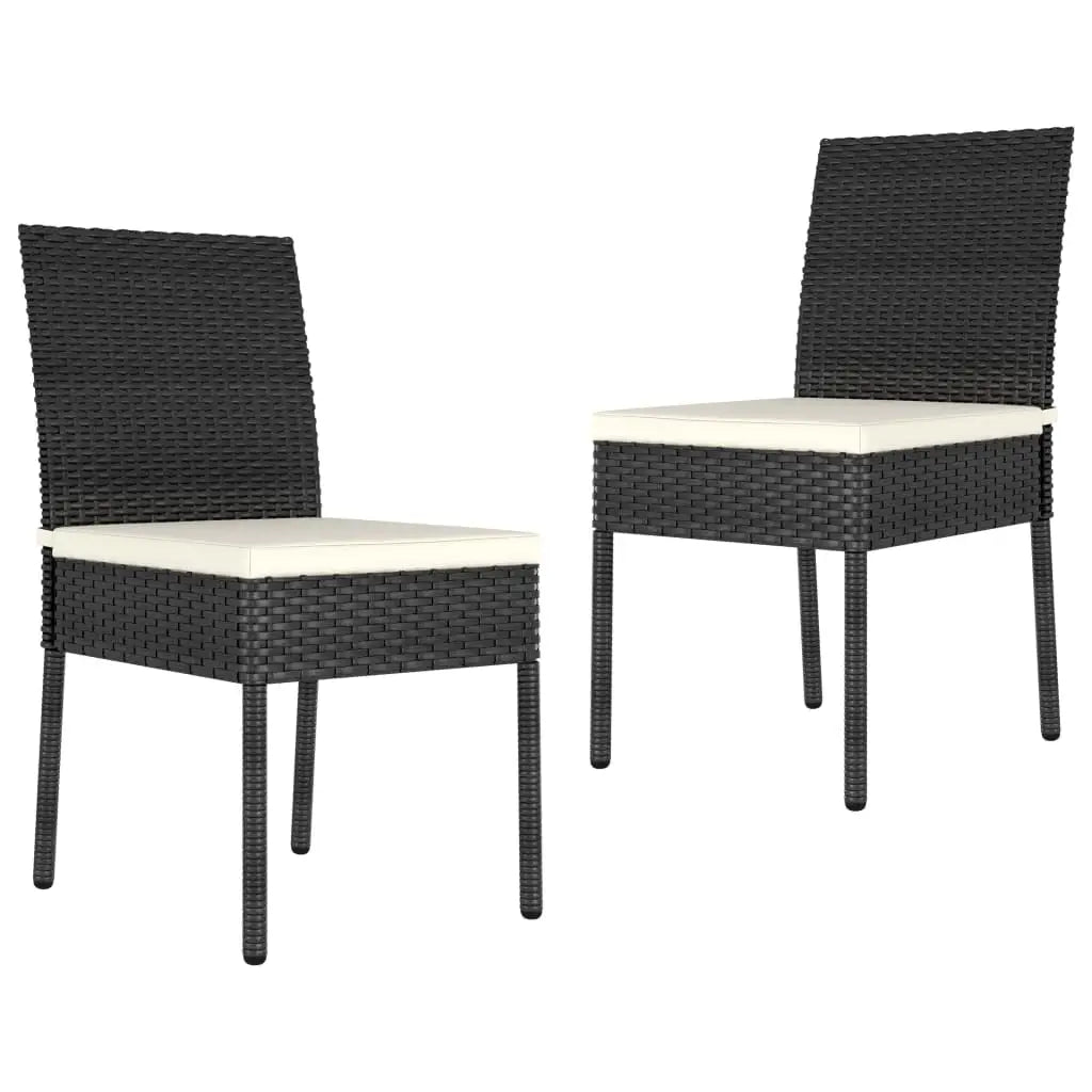 vidaXL Patio Dining Chairs 2 pcs Poly Rattan Black - Black / 2 pcs - Dining Chairs