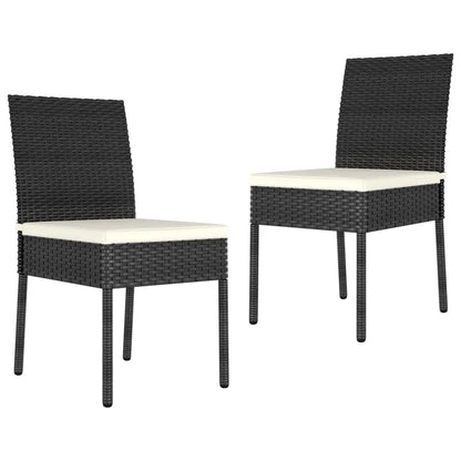 vidaXL Patio Dining Chairs 2 pcs Poly Rattan Black - Black / 2 pcs - Dining Chairs