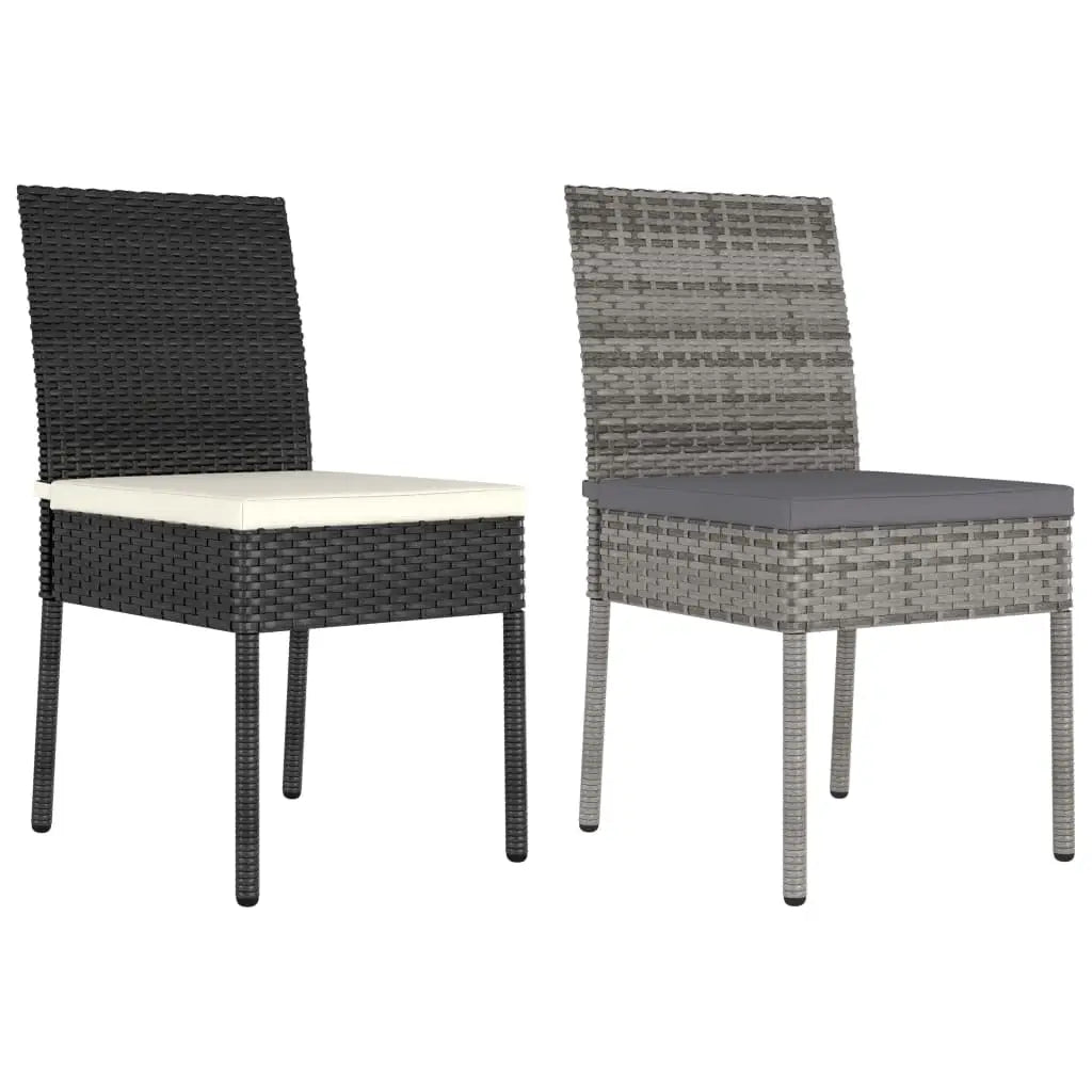 vidaXL Patio Dining Chairs 2 pcs Poly Rattan Black - Dining Chairs