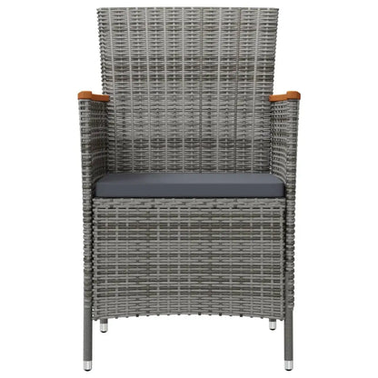 vidaXL Patio Dining Chairs 2 pcs Poly Rattan Gray - Outdoor Chairs