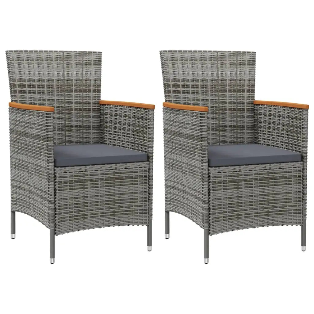 vidaXL Patio Dining Chairs 2 pcs Poly Rattan Gray - Outdoor Chairs