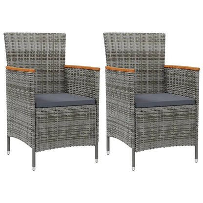 vidaXL Patio Dining Chairs 2 pcs Poly Rattan Gray - Outdoor Chairs