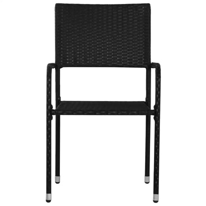 vidaXL Patio Dining Chairs 4 pcs Stackable Black Poly Rattan - Outdoor Chairs