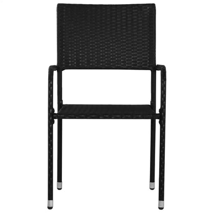 vidaXL Patio Dining Chairs 4 pcs Stackable Black Poly Rattan - Outdoor Chairs