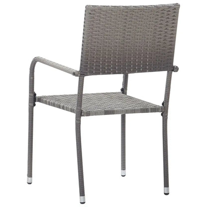 vidaXL Patio Dining Chairs 4 pcs Stackable Gray Poly Rattan - Outdoor Chairs