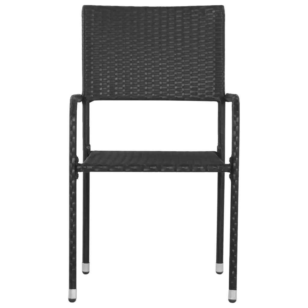 vidaXL Patio Dining Chairs 6 pcs Stackable Black Poly Rattan - Outdoor Chairs