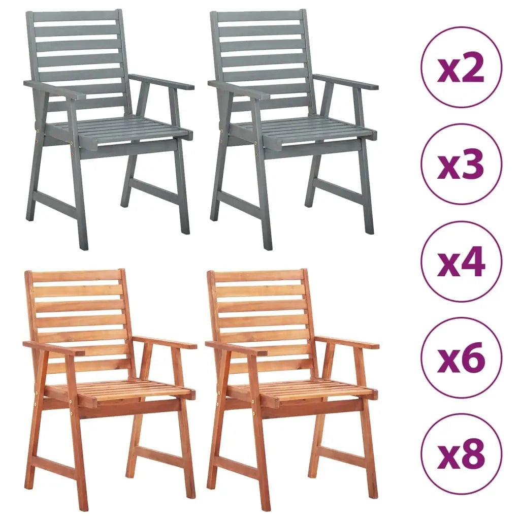 vidaXL Patio Dining Chairs Outdoor Dining Chair for Deck Solid Wood Acacia - 2 pcs - Dining Chairs