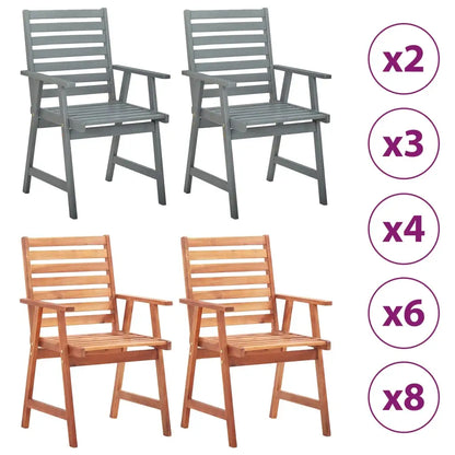vidaXL Patio Dining Chairs Outdoor Dining Chair for Deck Solid Wood Acacia - 2 pcs - Dining Chairs