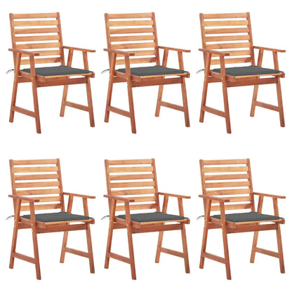 vidaXL Patio Dining Chairs Outdoor Patio Chair with Cushions Solid Wood Acacia - Anthracite / 6 pcs - Dining Chairs