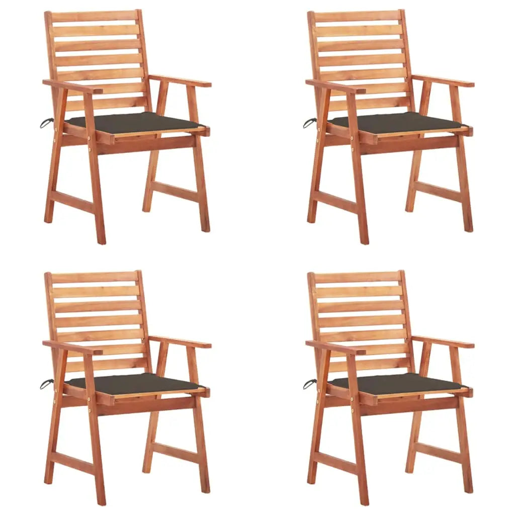 vidaXL Patio Dining Chairs Outdoor Patio Chair with Cushions Solid Wood Acacia - Taupe / 4 pcs - Dining Chairs