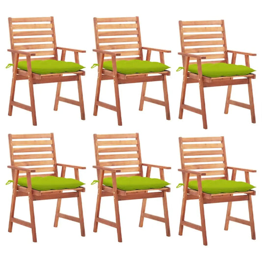 vidaXL Patio Dining Chairs Outdoor Patio Chair with Cushions Solid Wood Acacia - bright green / 6 - Outdoor Chairs