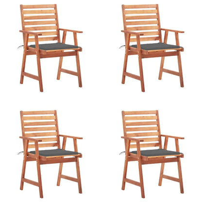 vidaXL Patio Dining Chairs Outdoor Patio Chair with Cushions Solid Wood Acacia - Anthracite / 4 pcs - Dining Chairs