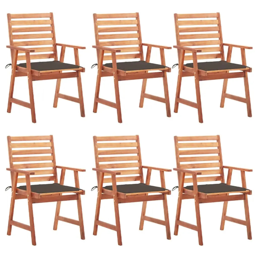 vidaXL Patio Dining Chairs Outdoor Patio Chair with Cushions Solid Wood Acacia - Taupe / 6 pcs - Dining Chairs