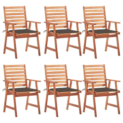 vidaXL Patio Dining Chairs Outdoor Patio Chair with Cushions Solid Wood Acacia - Taupe / 6 pcs - Dining Chairs