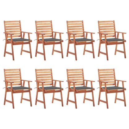 vidaXL Patio Dining Chairs Outdoor Patio Chair with Cushions Solid Wood Acacia - Anthracite / 8 pcs - Dining Chairs