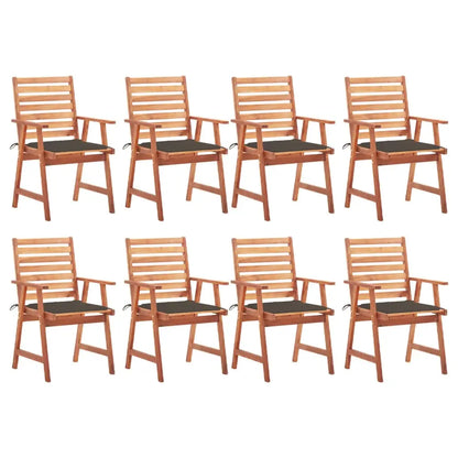 vidaXL Patio Dining Chairs Outdoor Patio Chair with Cushions Solid Wood Acacia - Taupe / 8 pcs - Dining Chairs