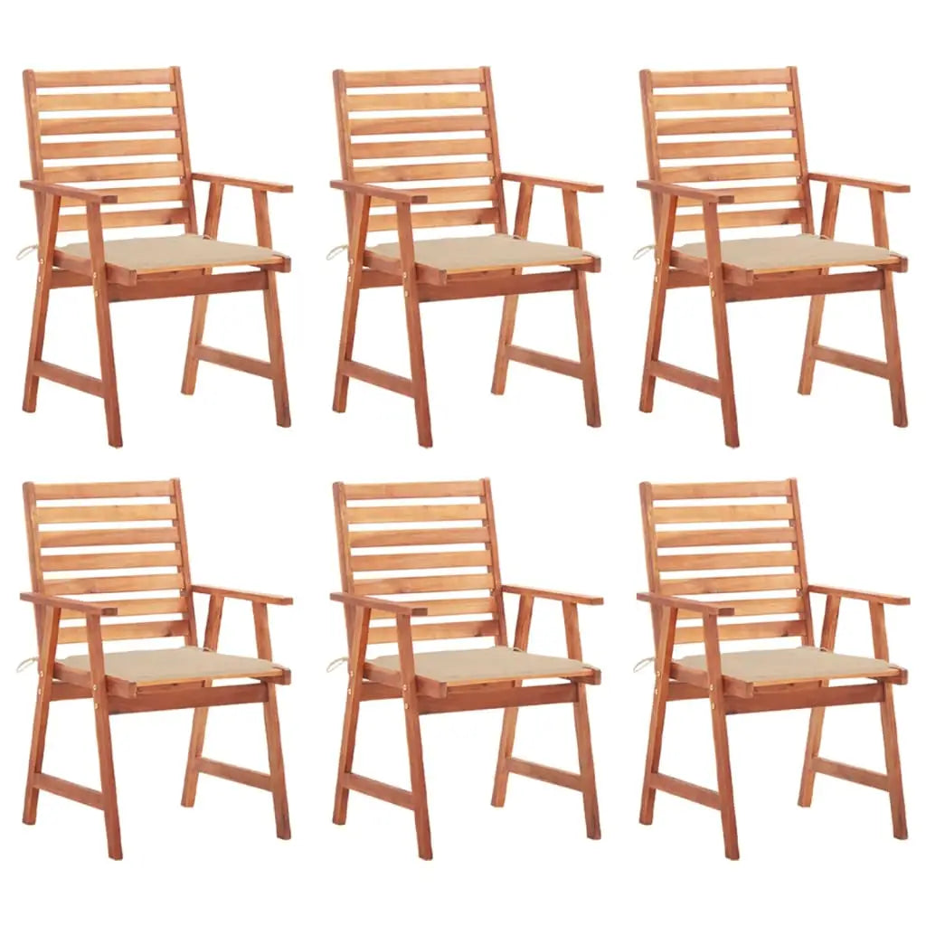 vidaXL Patio Dining Chairs Outdoor Patio Chair with Cushions Solid Wood Acacia - Dining Chairs