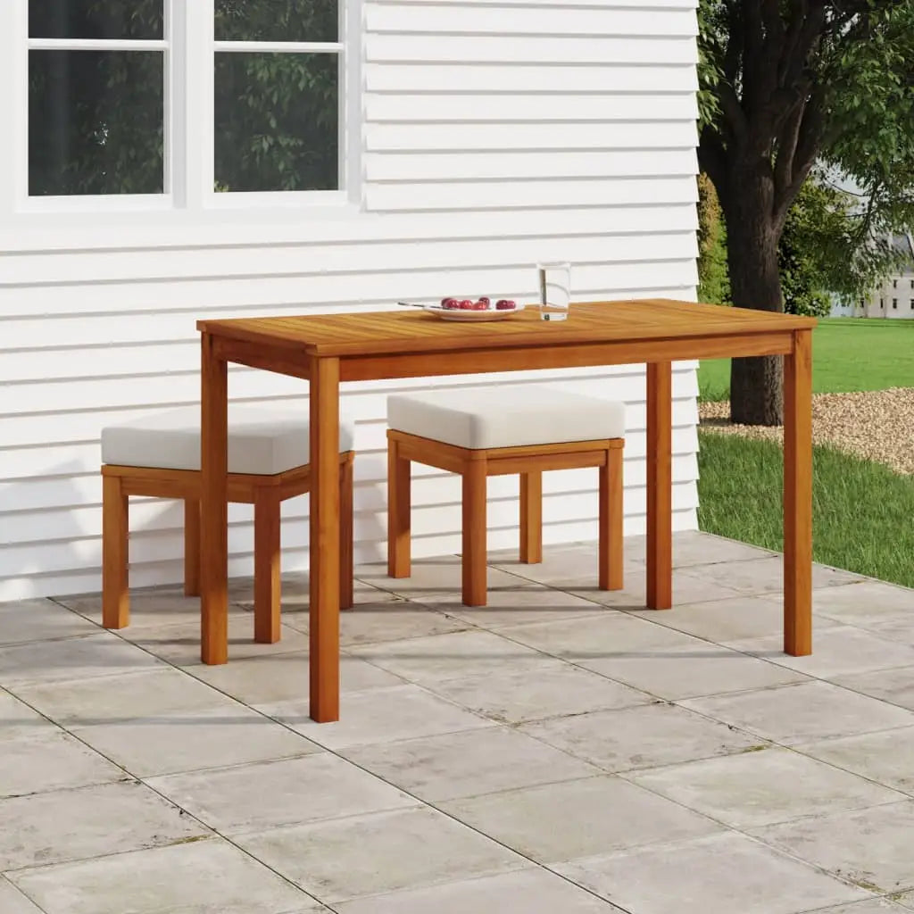 vidaXL Patio Dining Set 3 Piece Outdoor Table and Chair Solid Wood Acacia - Cream - Outdoor Furniture Set