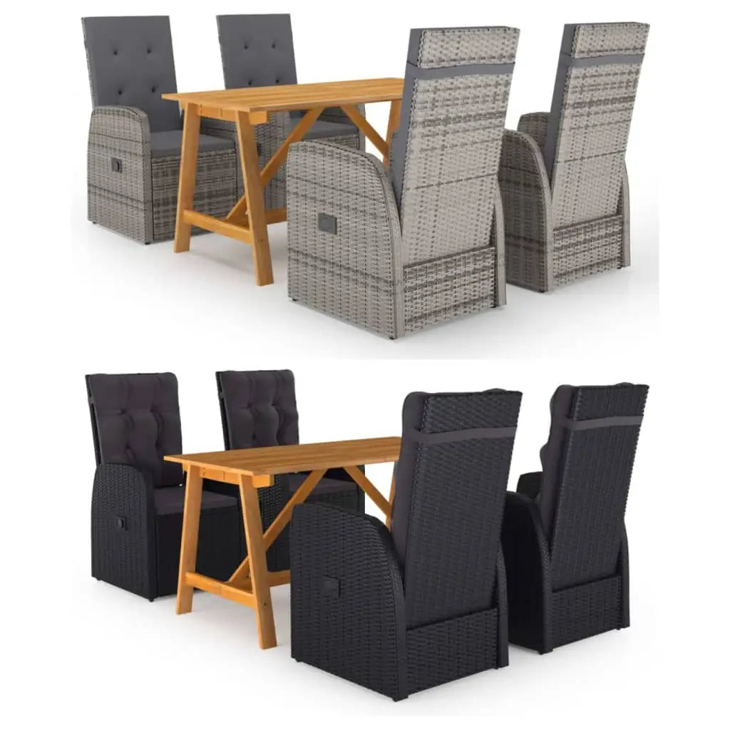 vidaXL Patio Dining Set 5 Piece Dining Table and Chairs Patio Conversation Set - Gray - Dining Set