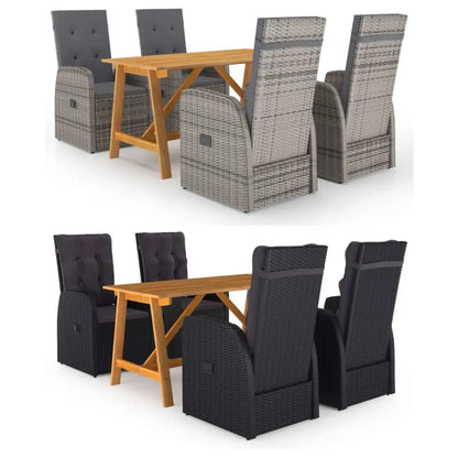 vidaXL Patio Dining Set 5 Piece Dining Table and Chairs Patio Conversation Set - Gray - Dining Set