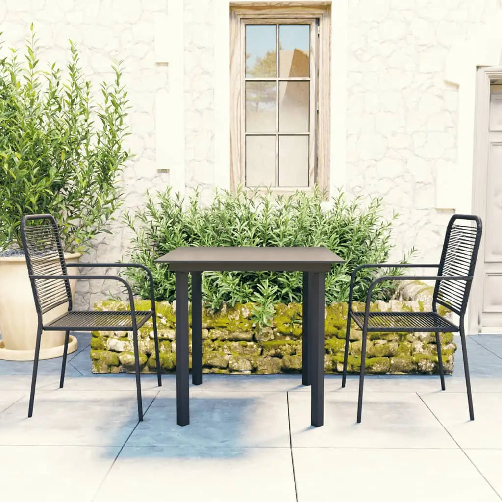 vidaXL Patio Dining Set Black Glass and Steel Seat 3/5/7/9 Piece Multi Sizes - Dining Set