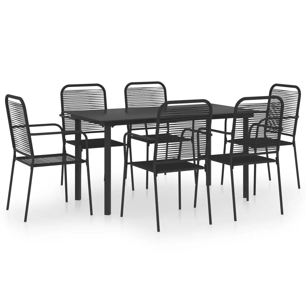 vidaXL Patio Dining Set Black Glass and Steel Seat 3/5/7/9 Piece Multi Sizes - Dining Set