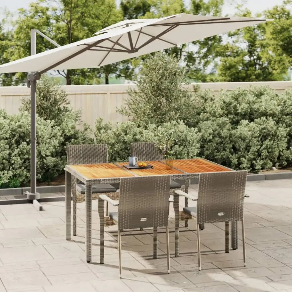 vidaXL Patio Dining Set Outdoor Conversation Set with Cushions Poly Rattan - Gray / 59.1’’ table length/ 5 piece