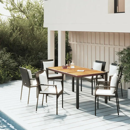 vidaXL Patio Dining Set Outdoor Conversation Set with Cushions Poly Rattan - Black / 59.1’’ table length/ 5 piece