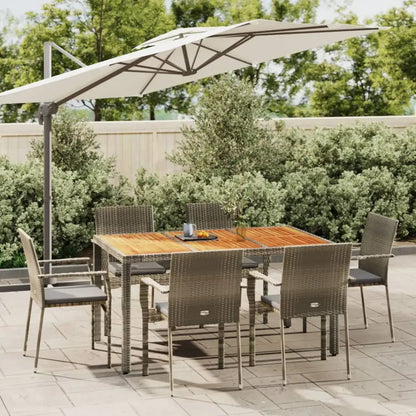 vidaXL Patio Dining Set Outdoor Conversation Set with Cushions Poly Rattan - Gray / 59.1’’ table length/ 7 piece