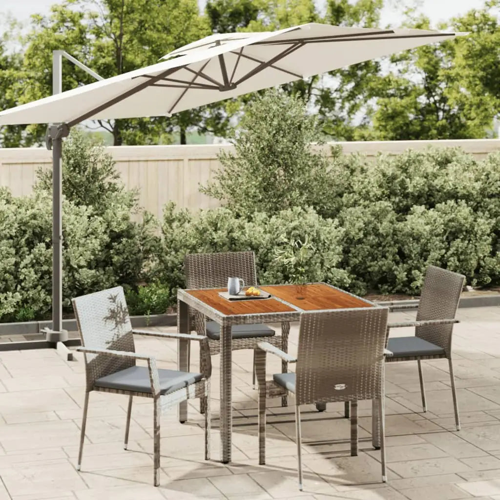 vidaXL Patio Dining Set Outdoor Conversation Set with Cushions Poly Rattan - Gray / 35.4’’ table length/ 5 piece