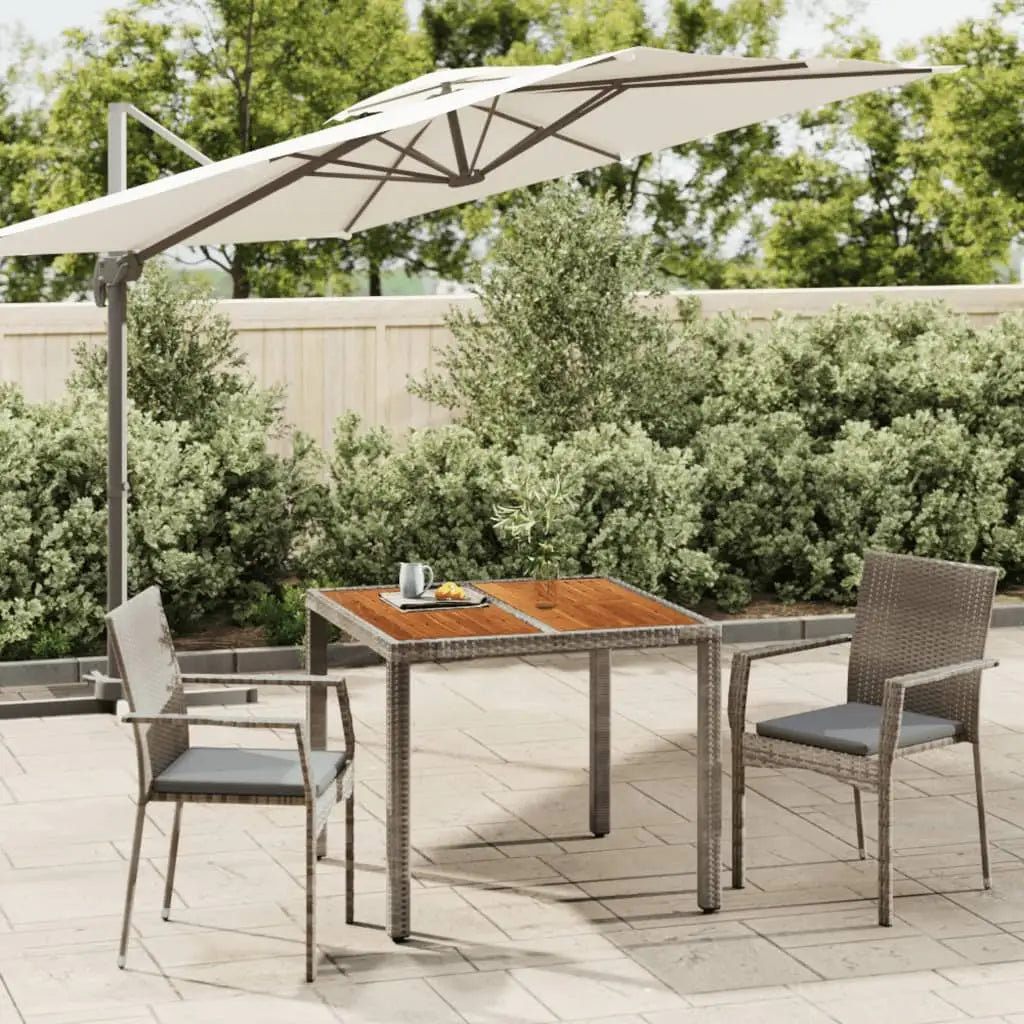 vidaXL Patio Dining Set Outdoor Conversation Set with Cushions Poly Rattan - Gray / 35.4’’ table length/ 3 piece