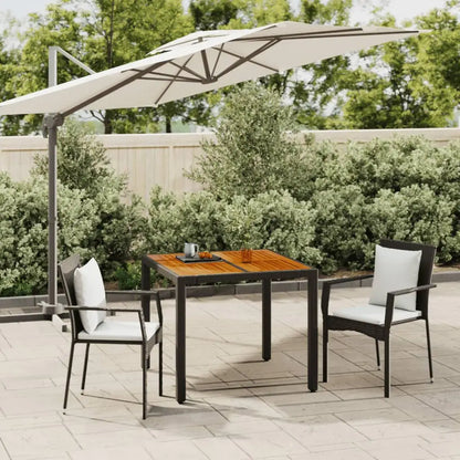 vidaXL Patio Dining Set Outdoor Conversation Set with Cushions Poly Rattan - Black / 35.4’’ table length/ 3 piece
