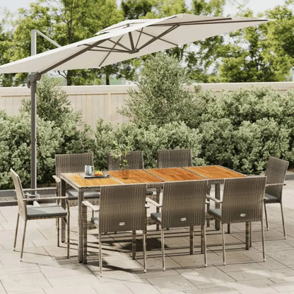 vidaXL Patio Dining Set Outdoor Conversation Set with Cushions Poly Rattan - Gray / 74.8’’ table length/ 9 piece