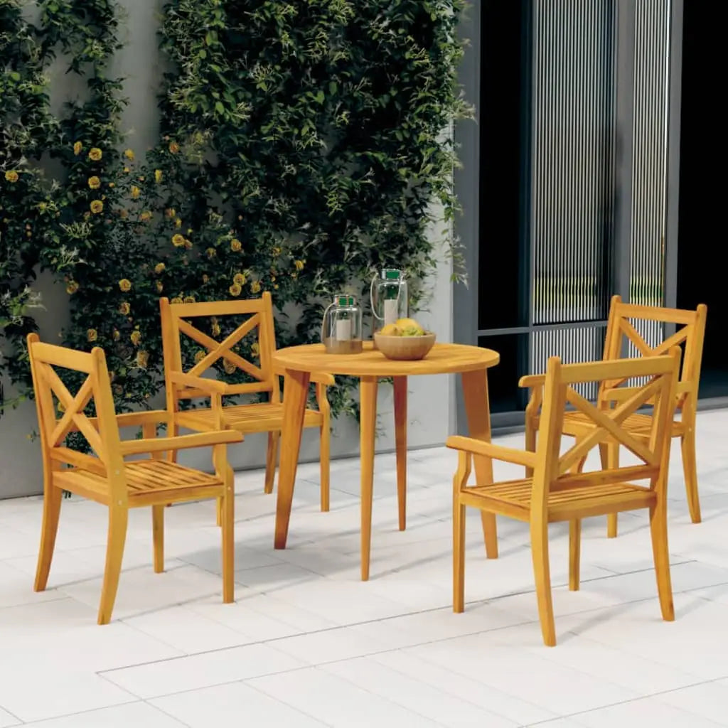 vidaXL Patio Dining Set Outdoor Furniture Set for Garden Solid Wood Acacia - Ø 33.5’’ table/ 5 piece - Furniture >