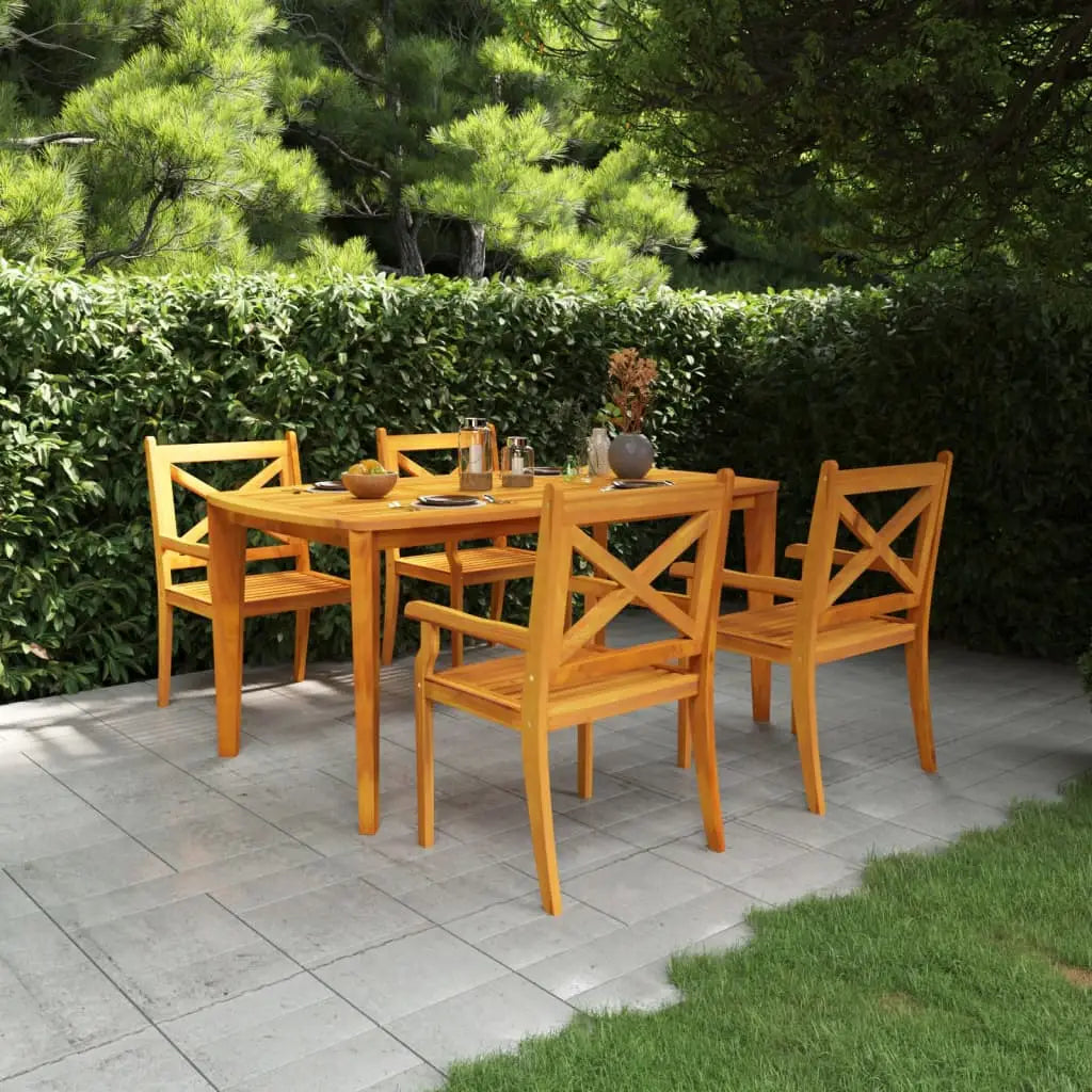vidaXL Patio Dining Set Outdoor Furniture Set for Garden Solid Wood Acacia - 63’’ table length/ 5 piece - Furniture >