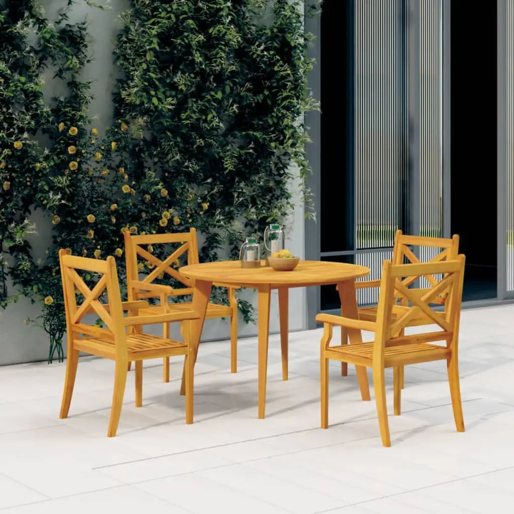 vidaXL Patio Dining Set Outdoor Furniture Set for Garden Solid Wood Acacia - Ø 43.3’’ table/ 5 piece - Furniture >