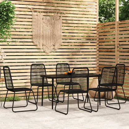vidaXL Patio Dining Set Outdoor Dining Set Garden Table and Chair Set Black - 55.1’’ table length/ 7 piece - Furniture