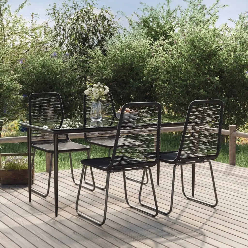 vidaXL Patio Dining Set Outdoor Dining Set Garden Table and Chair Set Black - 63’’ table length/ 5 piece - Furniture >