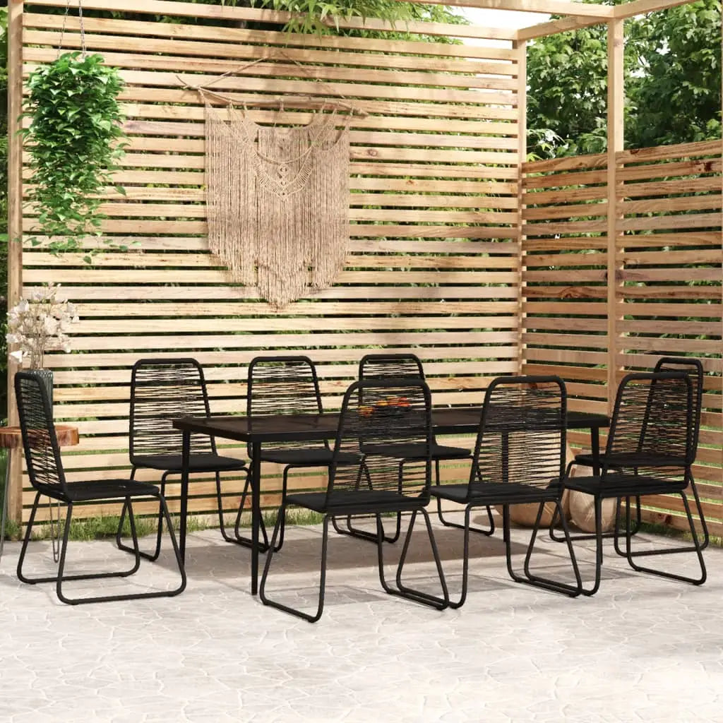 vidaXL Patio Dining Set Outdoor Dining Set Garden Table and Chair Set Black - 78.8’’ table length/ 9 piece - Furniture