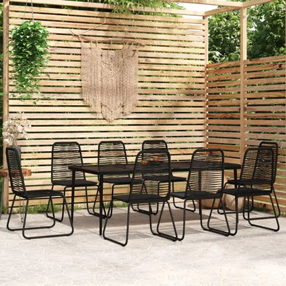 vidaXL Patio Dining Set Outdoor Dining Set Garden Table and Chair Set Black - 78.8’’ table length/ 9 piece - Furniture