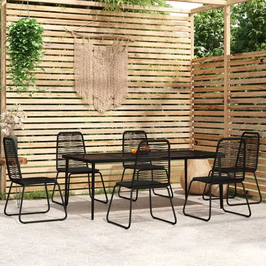 vidaXL Patio Dining Set Outdoor Dining Set Garden Table and Chair Set Black - 78.8’’ table length/ 7 piece - Dining Set