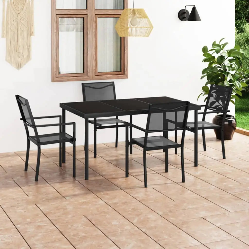 vidaXL Patio Dining Set Outdoor Table and Chair Patio Conversation Set Steel - 5 - Dining Set