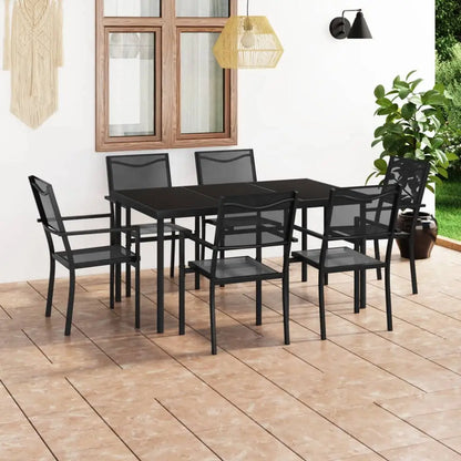 vidaXL Patio Dining Set Outdoor Table and Chair Patio Conversation Set Steel - 7 - Dining Set
