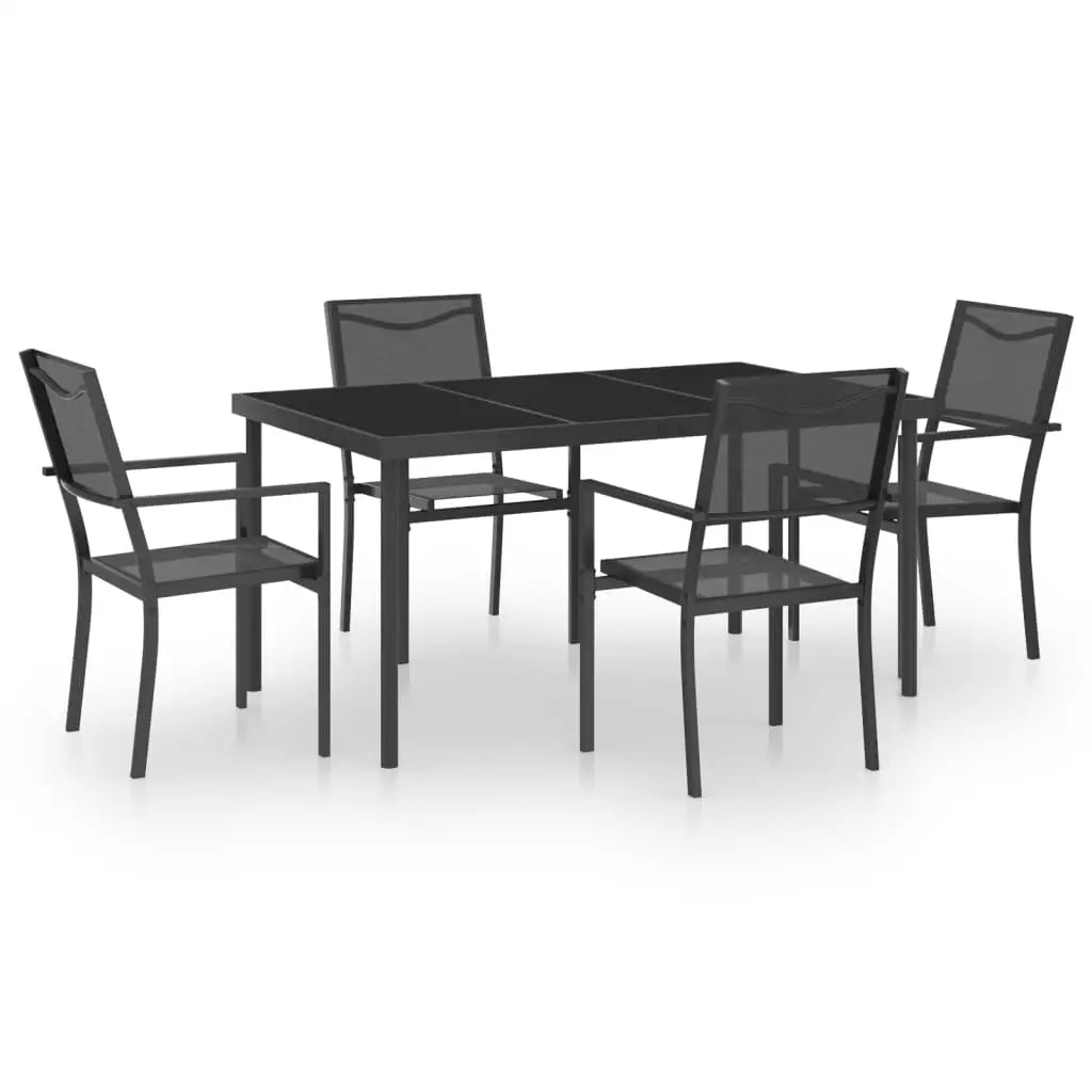 vidaXL Patio Dining Set Outdoor Table and Chair Patio Conversation Set Steel - Dining Set