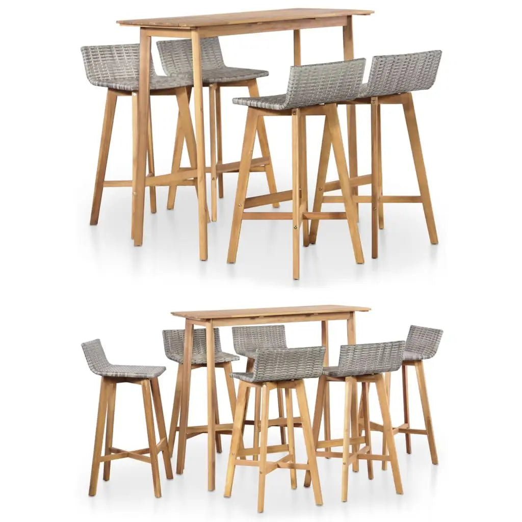 vidaXL Patio Dining Set Outdoor Table and Chairs Bar Set Solid Acacia Wood - 5 piece - Outdoor Dining Set